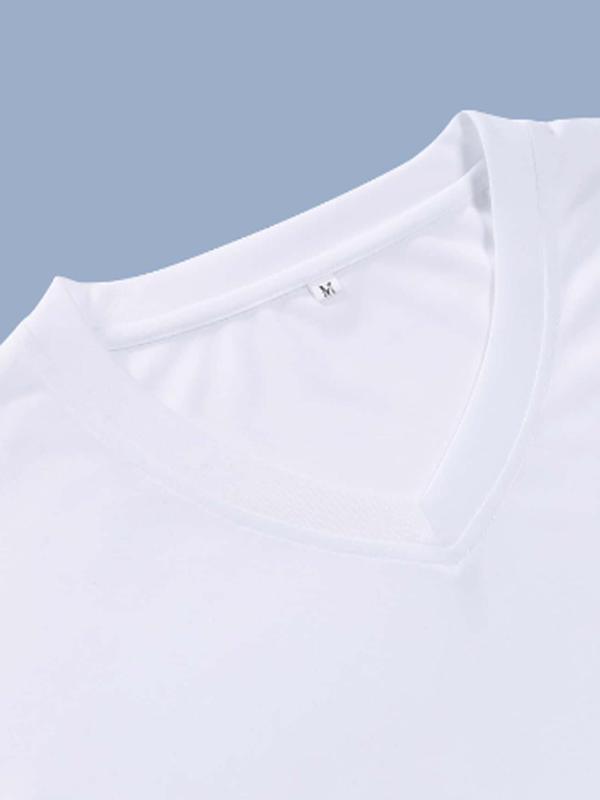Men's Plain V Neck Loungewear Tee, Regular Fit Casual Soft Comfortable Short Sleeve T-shirt for Summer, Men's Sleepwear for Indoor Wear 1