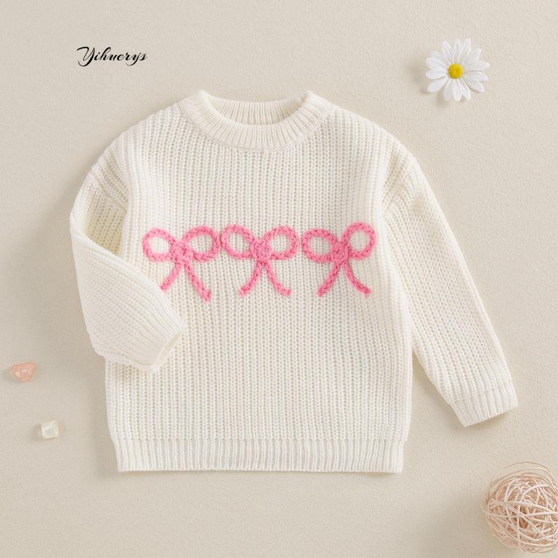 Product Introduction of Newborn Girl Sweater Casual Bow Embroidery Warm Knitted Long Sleeves Pullover Infant Knitwear for Toddler 38