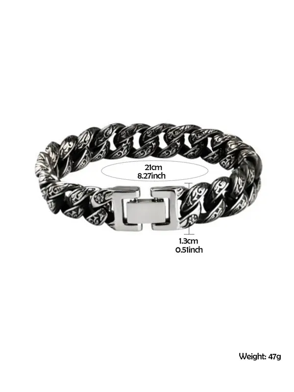 Men's Punk Style Zinc Alloy Chain Bracelet, Fashion Jewelry for Party, Daily Clothing Decor, Trendy All-match & Exquisite Jewelry for Birthday Gift 1