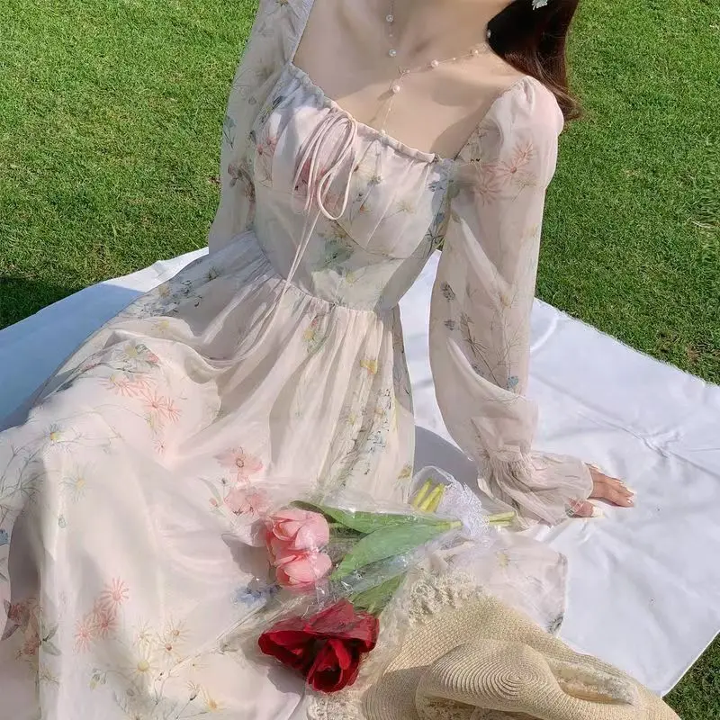 Spring and Summer Beautiful Long Sleeve Chiffon Dress Fairy Forest - TikTok  Shop Philippines