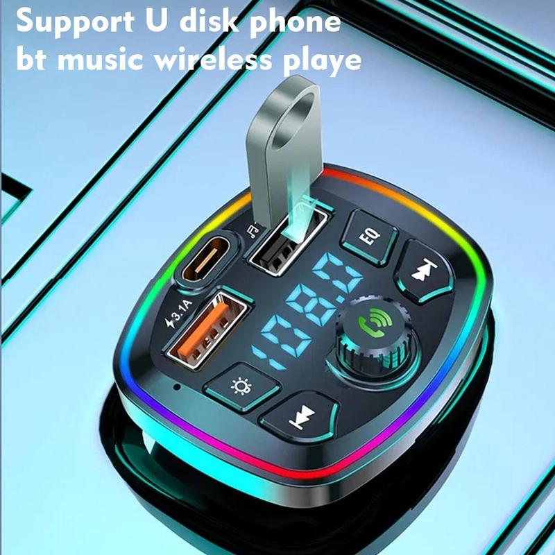 Product Introduction of Car Hands-Free Bluetooth-compaitable 5.0 FM Transmitter Car Charger USB Audio Kit Receiver J5N2 32