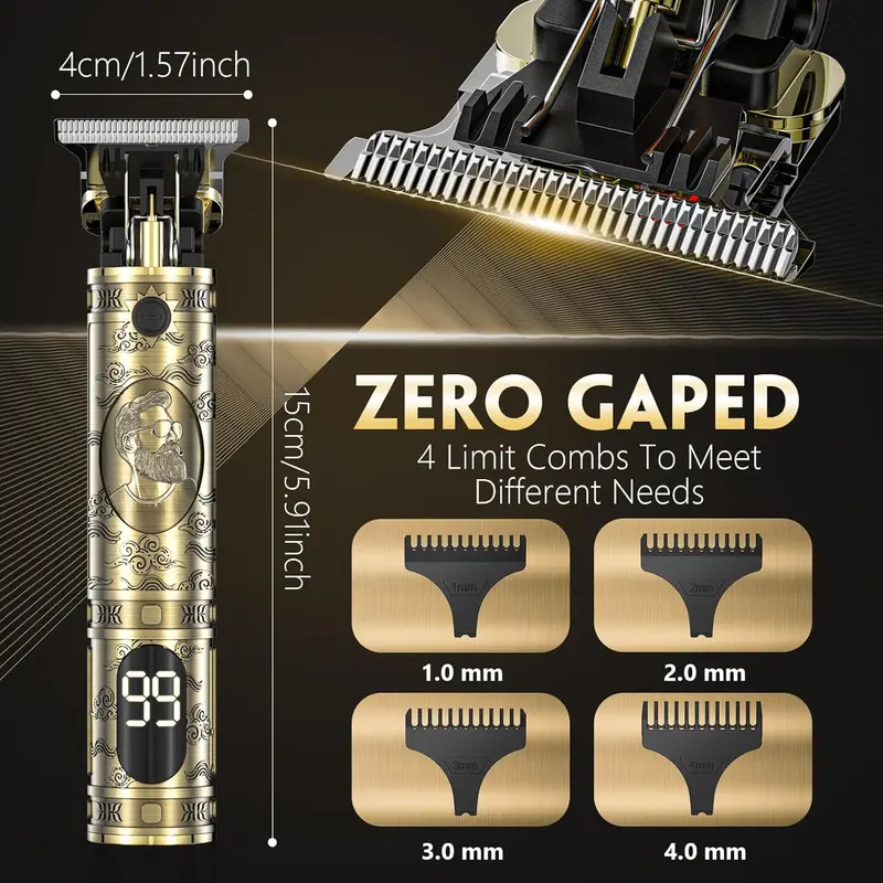 Beard Trimmer & Hair Clippers, Cordless Rechargeable Trimmer for Men, Premium Professional Barber Grooming Set with Zero Gapped T Blade Shaver & LCD Display Gift Comfort 5