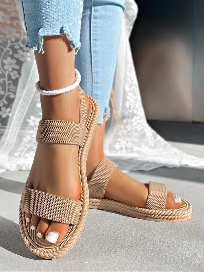 Product Introduction of Women's Fashionable Plain Color Flat Sandals, Casual Versatile Open Toe Sandals for Summer, Lightweight Breathable Comfortable Shoes for Daily Wear 8