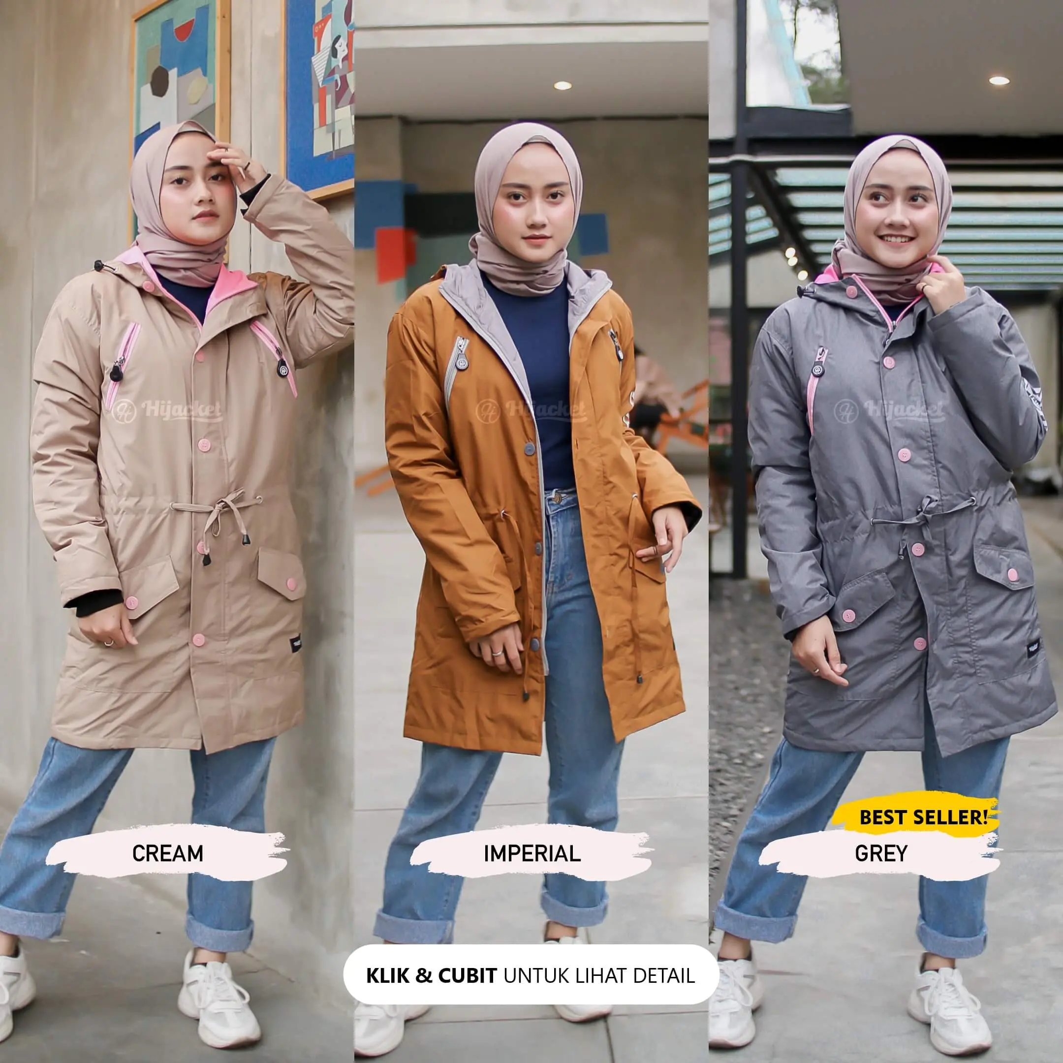 Hijacket Montix Jaket Gunung Wanita Muslimah Anti Air / Dingin Lengan Panjang | Office Store