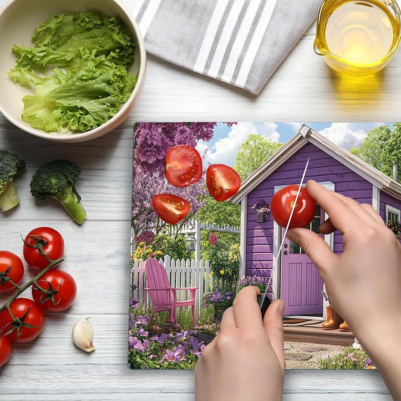 Kitchen Garden Pattern Cutting Board, Durable Non-slip Chopping Board with Handle, Heat Resistant Kitchen Decor, Kitchen Accessories 3
