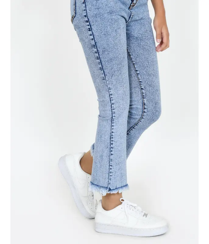 YAOSHI -Jeans anak wanita - Highwaist Cutbray Rawis Anak Tanggung  size 24 - 26 Pinggang Tinggi Jeans Fashion Katun 8