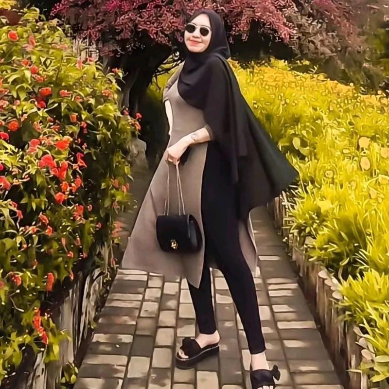 QAZIA BUSANA- RARA TUNIK PREMIUM bahan rib knit Katun Muslim 2
