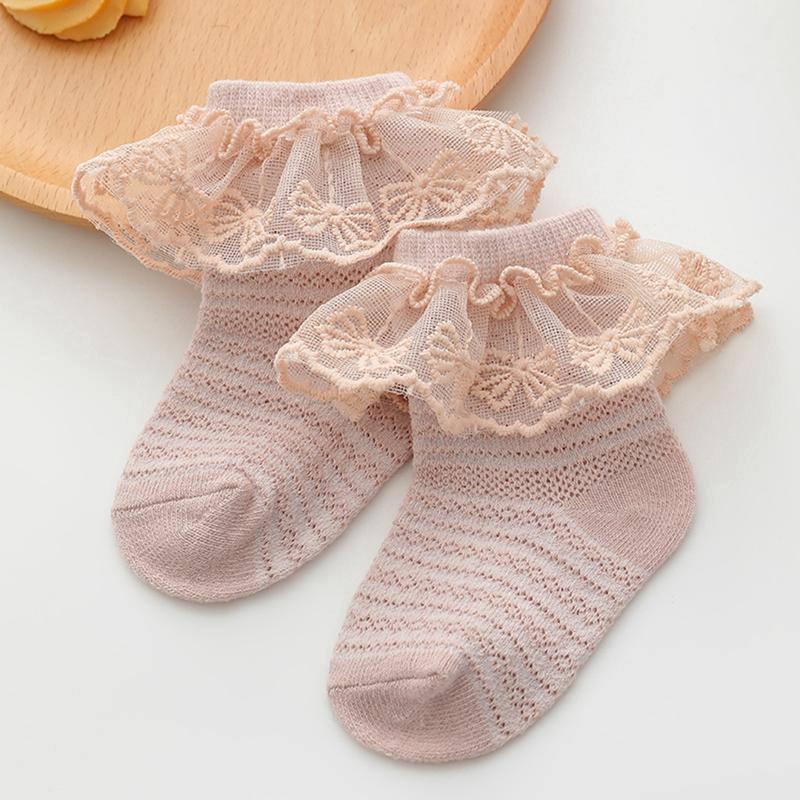 Baby Girls Socks, Cute Sweet Lace Patchwork Soft Lightweight Non-slip Socks Infant Socks 3