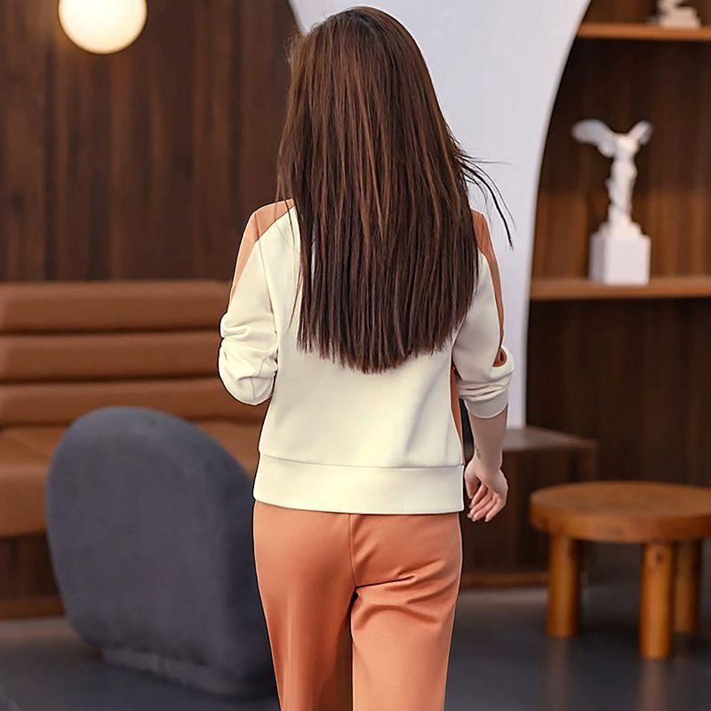 Bộ Đồ Thể Thao Cho Nữ, Bộ Sưu Tập Mới Cho Mùa Xuân Và Mùa Thu Năm 2024, Thời Trang Và Phong Cách, Với Màu Tương Phản Và Chắp Vá, Thích Hợp Để Chạy Bộ, Áo Nỉ Thường Ngày Bộ Hai Mảnh 6