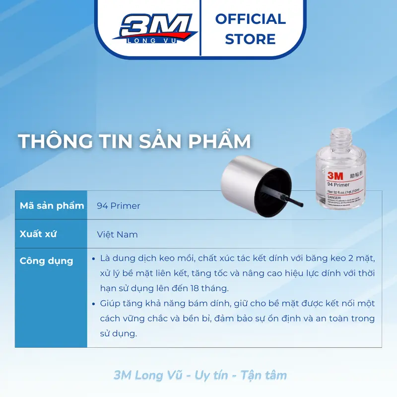Keo Trợ Dính 3M 94 Primer Tăng Độ Kết Dính Cho Băng 2 Mặt, Hỗ Trợ Dán Phụ Kiện Xe - 3M Long Vu 1