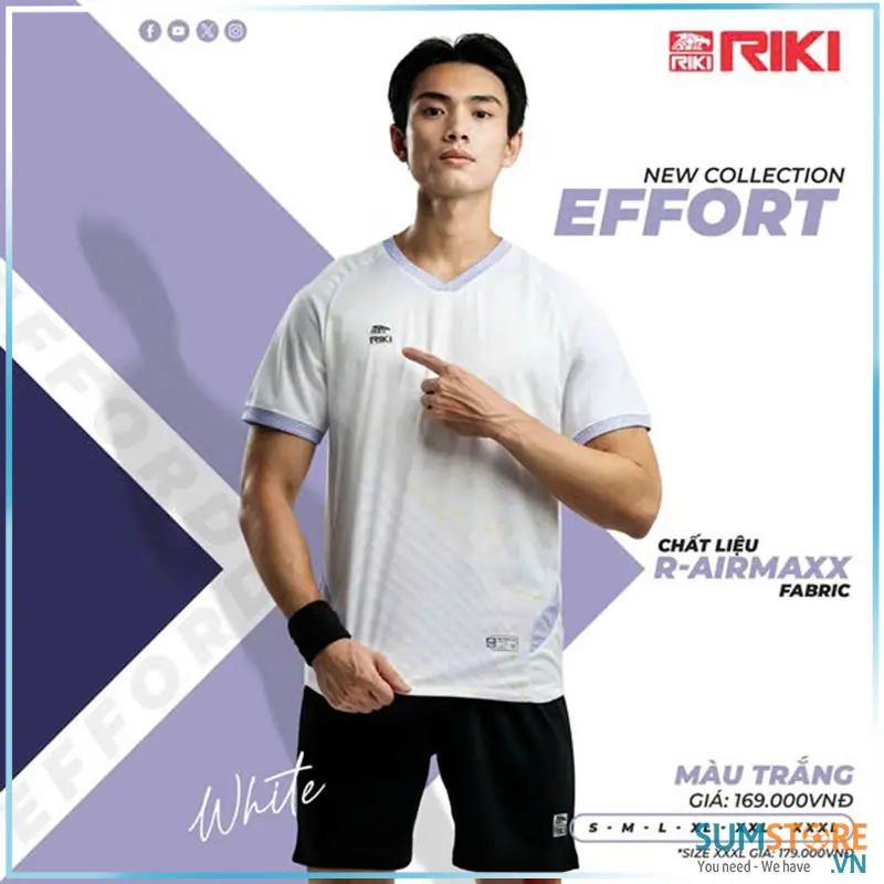Quần Áo Đấu Bóng Đá Cao Cấp Effort Màu Trắng Thoáng Khí, Thấm Hút Mồ Hôi