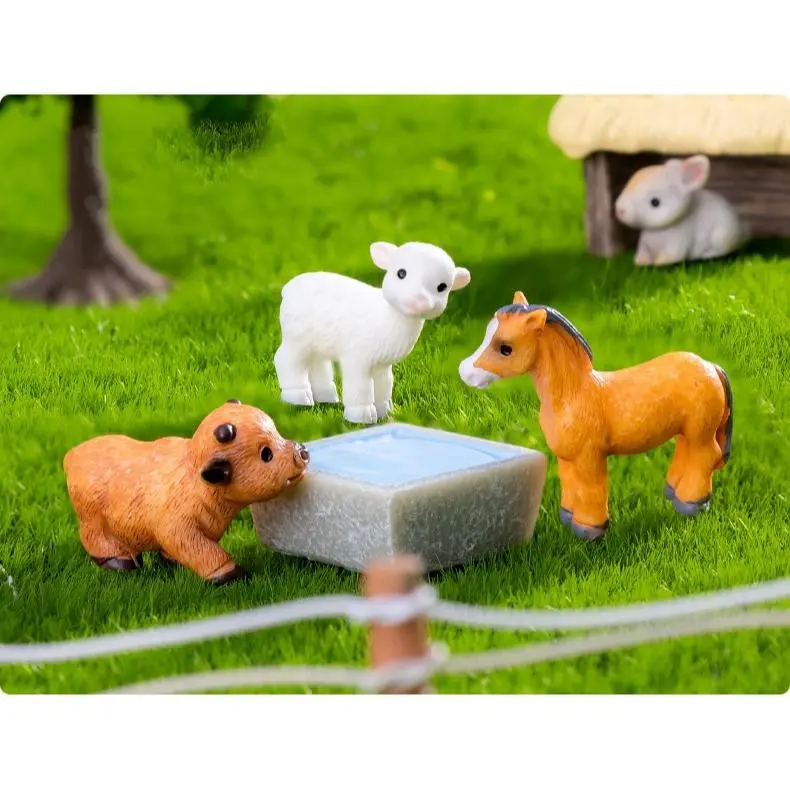 Mô hình bò ngựa cừu lợn chó thỏ trang trí tiểu cảnh, terrarium, DIY 4