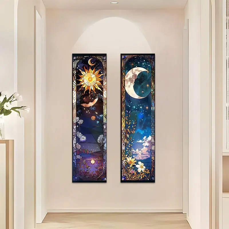 Moon & Starry Sky Pattern Tapestry, 2 Counts/set Aesthetic Art Vertical Tapestry, Wall Hanging for Home Dorm Decor, Perfect Gift for Friends 4