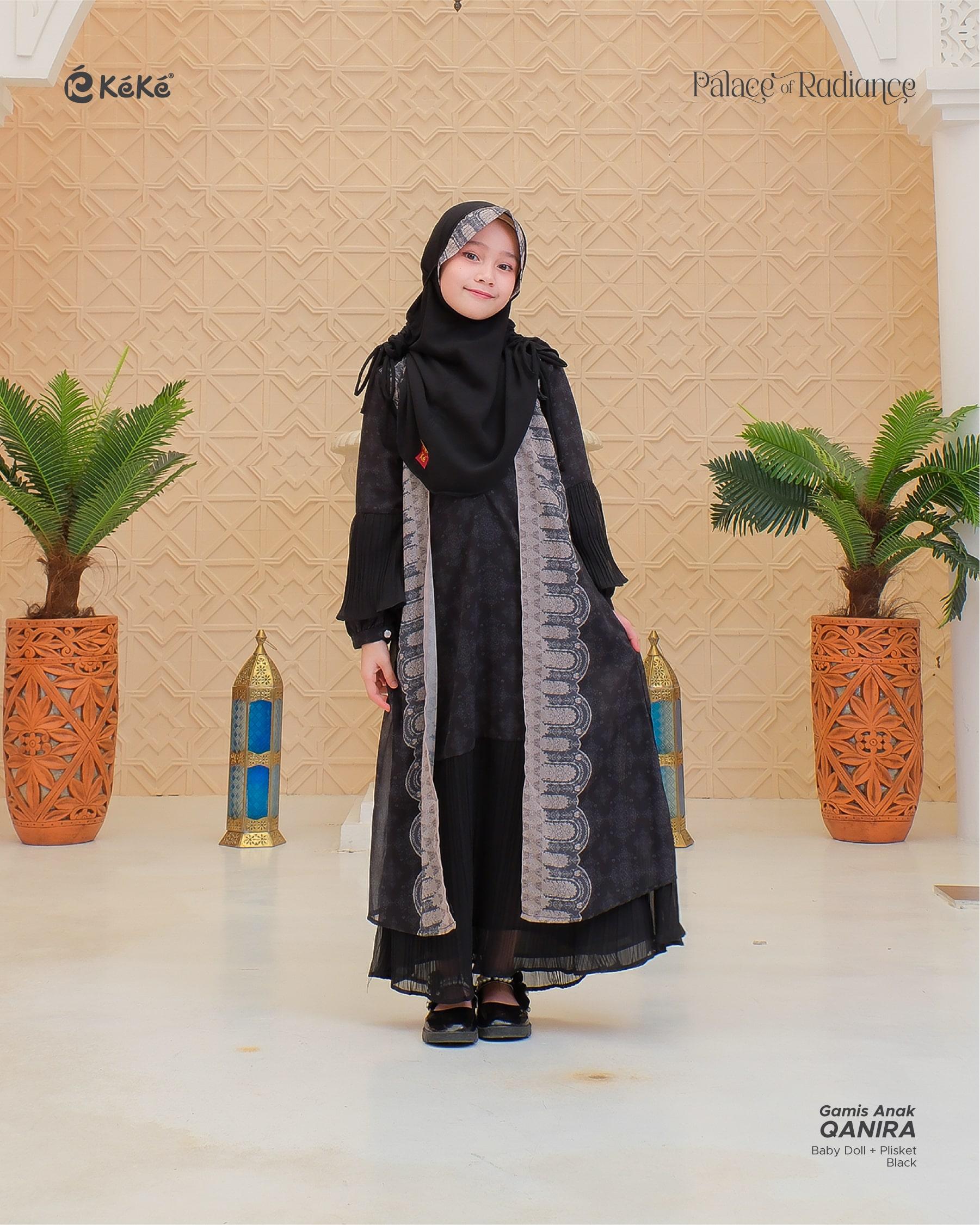 Qanira Series Black Sarimbit Keluarga Lebaran 2026 Gamis Koko Couple Set Satuan by Keke Busana