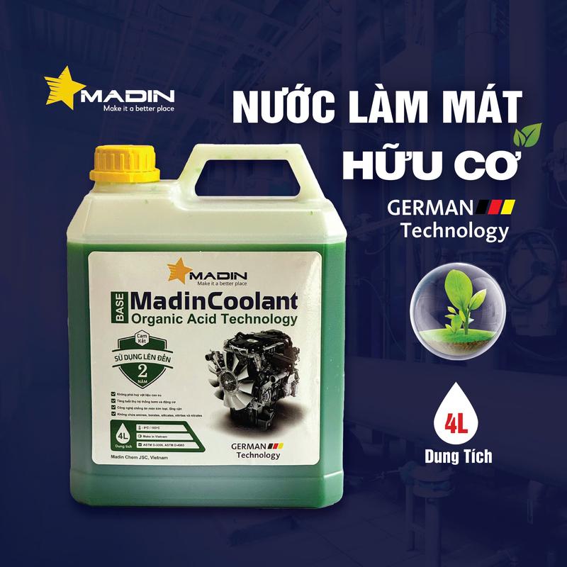 Nước làm mát ô tô, xe máy, động cơ Madin Coolant Base 20% Mono Ethylen Glycol 4L nuoc  lam