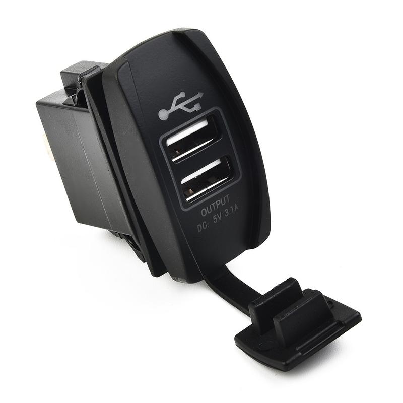 DYSO Dual USB Rocker Switch With Blue LED - 12V Charger For Car, Boat, ATV - Fits Carling ARB