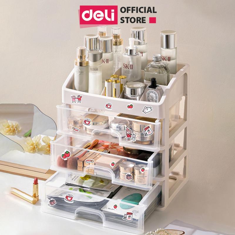   Sale giá sốc  Kệ đựng mỹ phẩm nhựa nhiều tầng để bàn trong suốt Deli kệ đưng đồ trang điểm hộp lưu trữ văn phòng phẩm mỹ phẩm Kitchen 