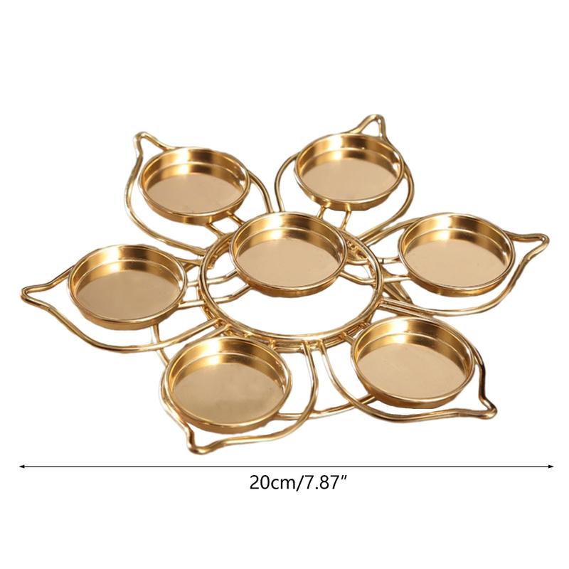 Product Introduction of ZHIXI Copper Butter Lamp Holder Seven-star Candlestick Seat Buddhist Lotus Metal Candlestick for Buddha Lamp Metal Gold Candle 0