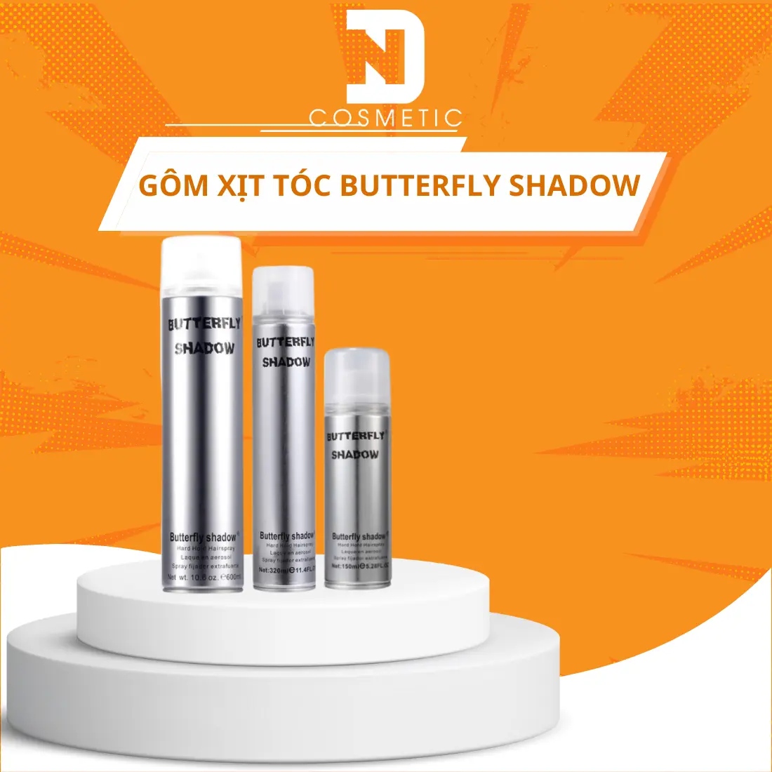 Gôm Xịt Tóc nam nữ Butterfly Shadow 150ml-320ml-600ml