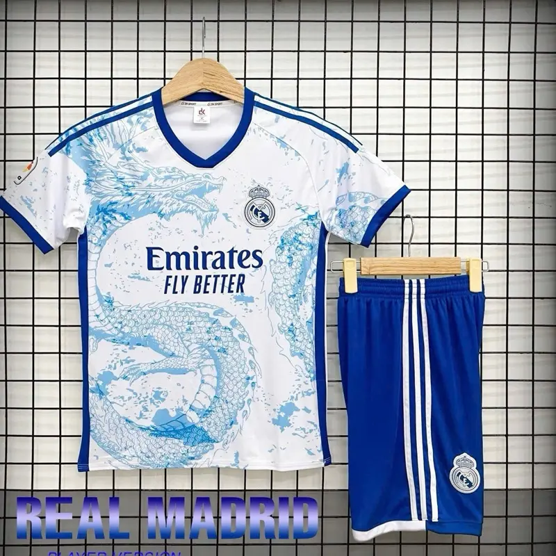 Bộ áo bóng đá  clb real madrid  trắng mùa giải 24-25, sport chạy bộ set đồ