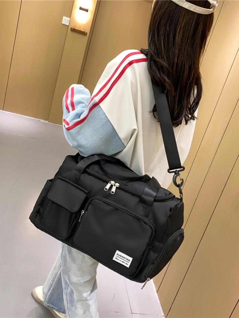 Product Introduction of Large Capacity Multi-pocket Travel Bag, Lightweight Storage Short-distance Sports Fitness Bag, Casual Solid Color Travel Bag for Men & Women 4