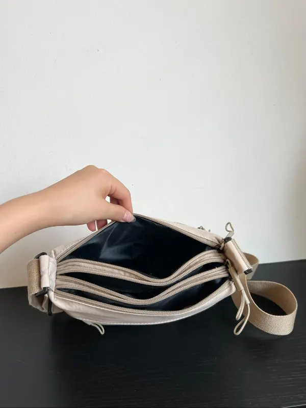 Women's Solid Nylon Crossbody Bag, Fashionable Casual Versatile Zipper Shoulder Bag for Daily Used, Crossbody Bag Women, Trendy All-match Commuter Bag 3