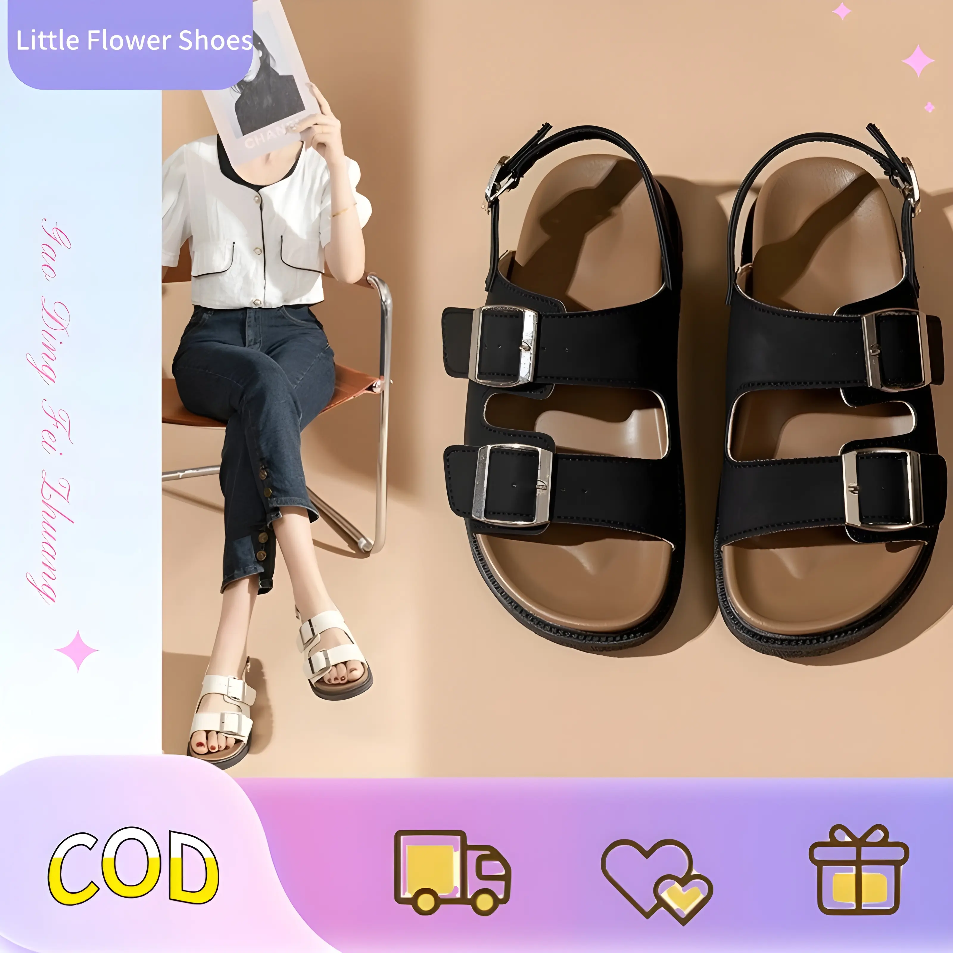 New sandals girls flat slippers non-slip platform sandals