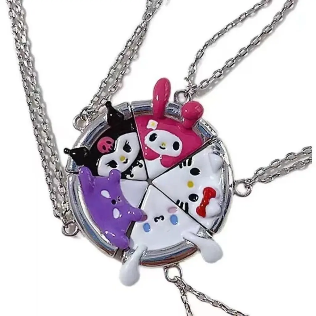 5 pcs/set Sanrio magnetic necklace kulome melody cute pendant sister necklace fashion jewelry