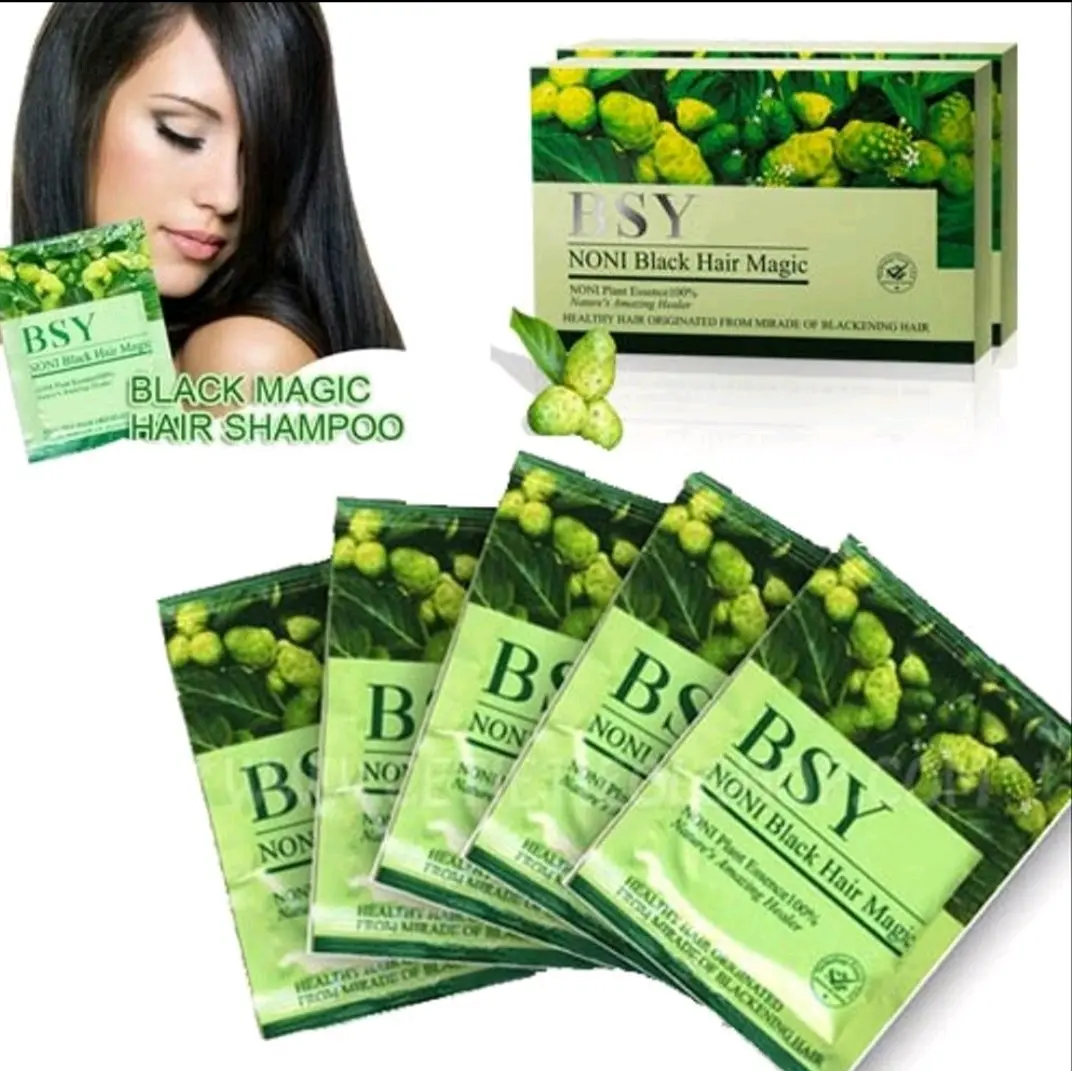 BSY Noni Black Hair Magic Shampoo isi 5 Sachet Warna Tahan Lama  Menghitamkan Penghitam Rambut