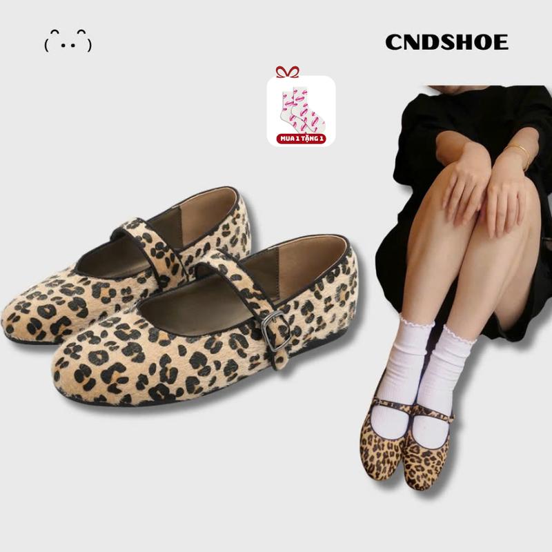 Giày Búp Bê Da Beo Đế Chất Da Mềm Êm Chân Cho Nữ Thời Trang Thu Đông - Cndshoe - Hoa, Giày Nhung Women dép búp bê hài bệt mary jane