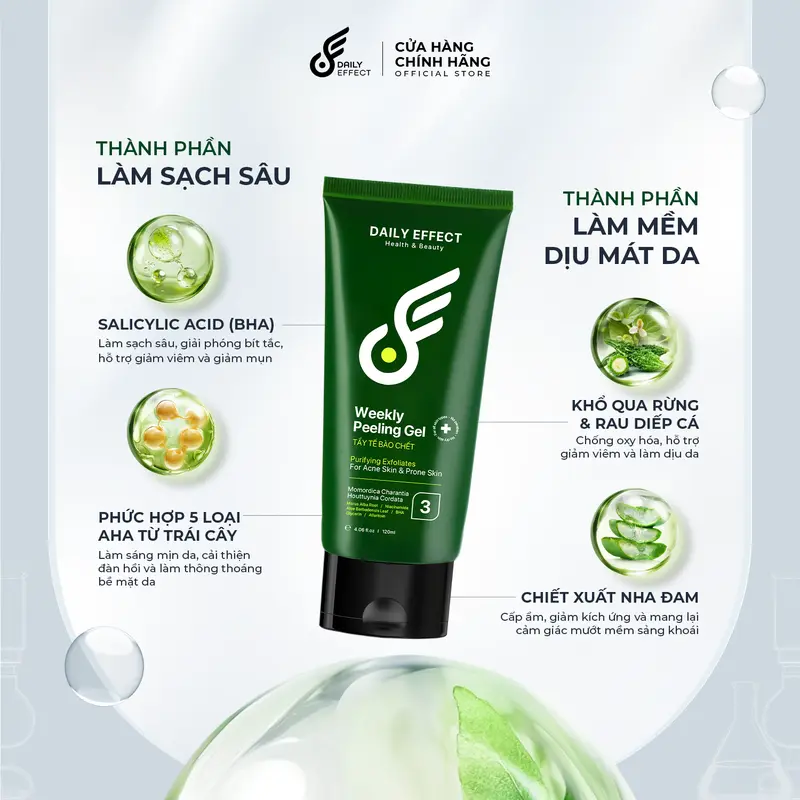 Gel Tẩy Da Chết DAILY EFFECT 120ml (Skincare hỗ trợ làm sạch tế bào chết, hấp thụ dưỡng chất tốt hơn cho Nam&Nữ) 1