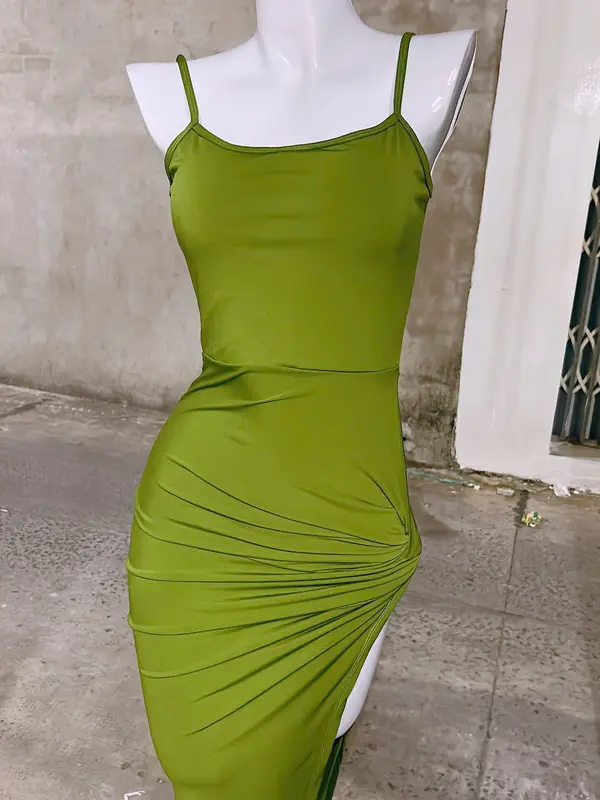 ĐẦM 2 DÂY CÓ MUST XẺ TÀ XOẮN (40kg-55kg), chất thun ladong mềm mịn Nữ Women Dress Voi Kem Màu Đen Voan 6