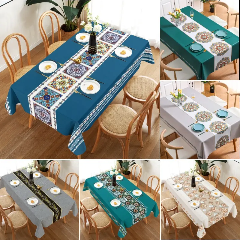 Pvc Tablecloth Oil Proof Waterproof Antifouling Cover Outdoor Dining Table Cloth4/6/8/10seater