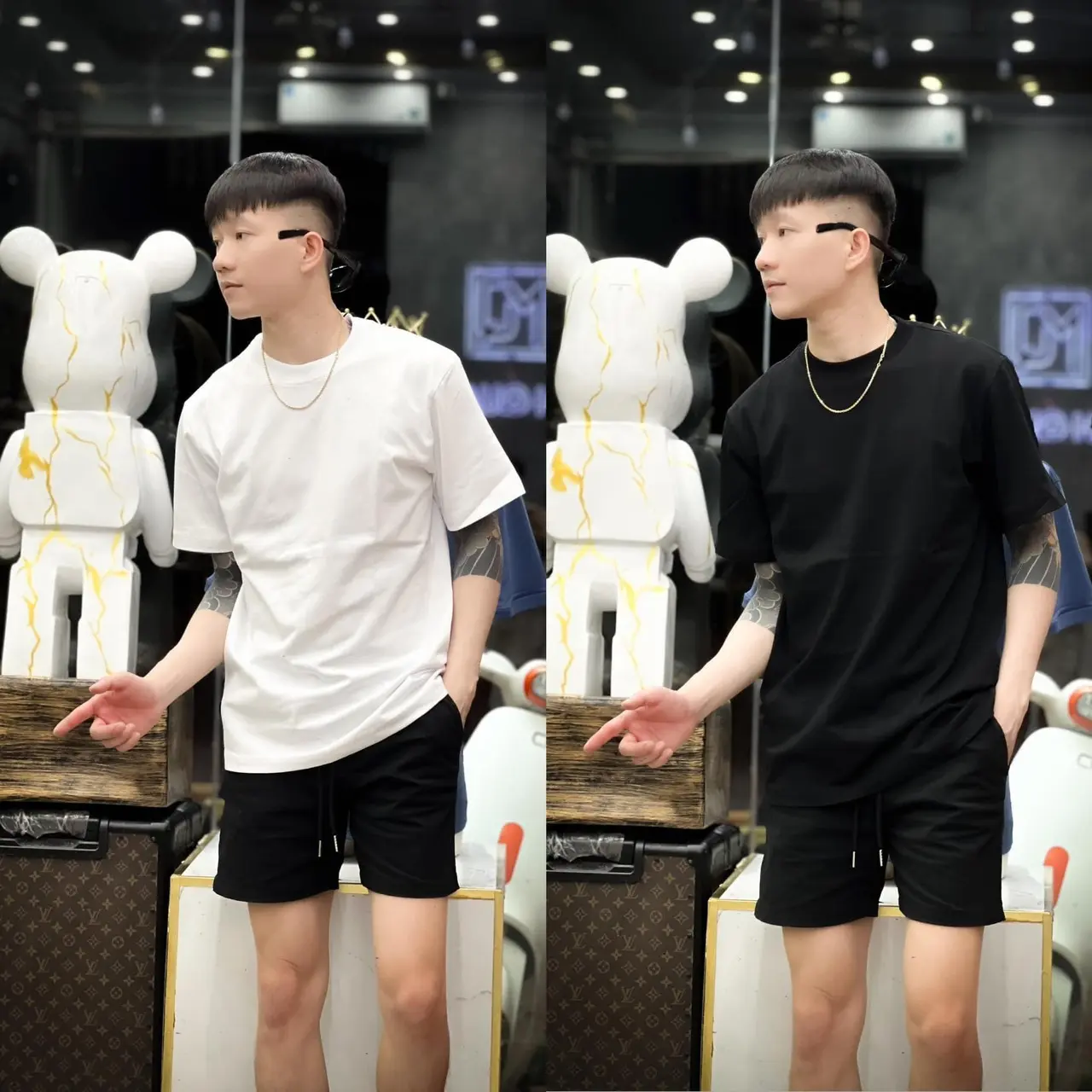 áo thun nam trơn cổ tròn  chất vải cotton thoáng khí phong cách mạnh mẽ sang trọng mẫu menswear #hot  hàn quốc Trắng