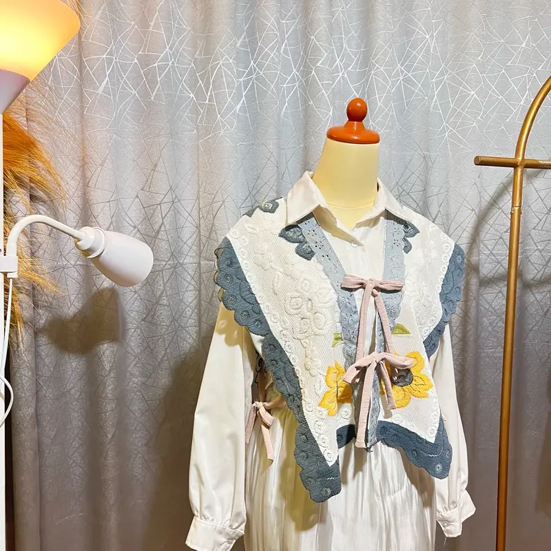 OUTER VEST BORDIR ATASAN PRETTY WANITA FLERA BY RNO Katun Poliester Polos Bunga Putih Baju Muslim Cardigan 7