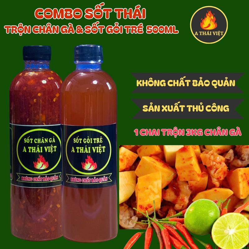 Combo Sốt Chân Gà 500ml và Tré Trộn Gỏi 500ml A Thái Việt Nước Sốt Cay Chua Gia Vị