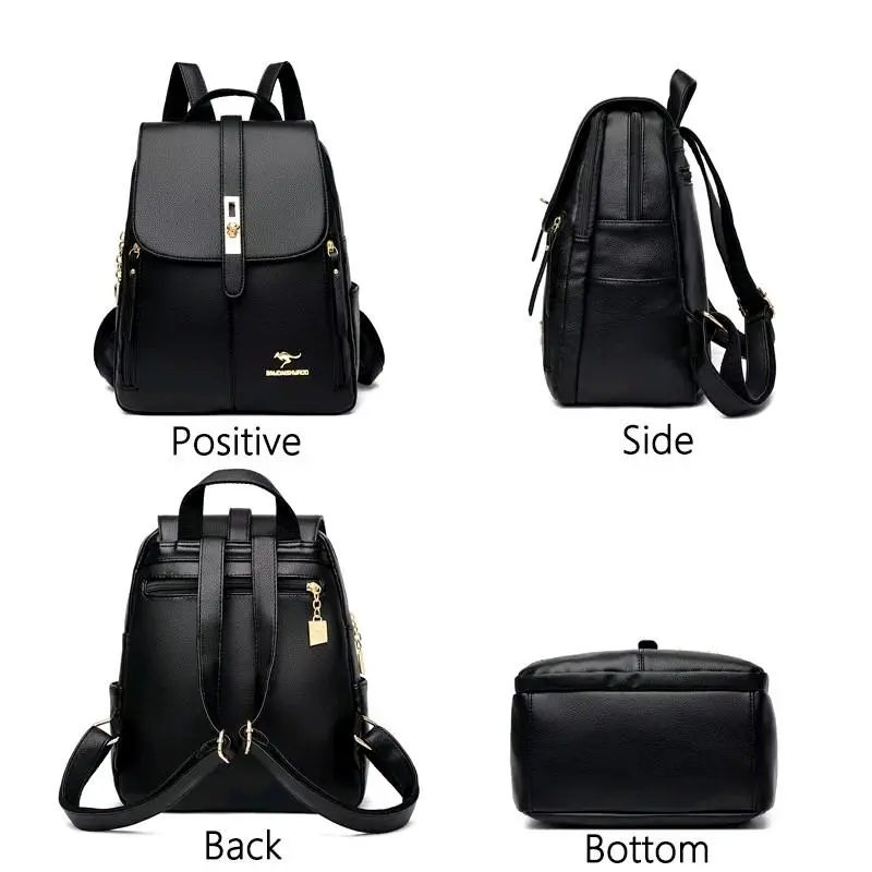 Tas Ransel wanita kuliah cewe populer terbaru Korea Luxury elegan Backpack Stylish Fashion Retro Sekolah Kampus Kulit PU 6