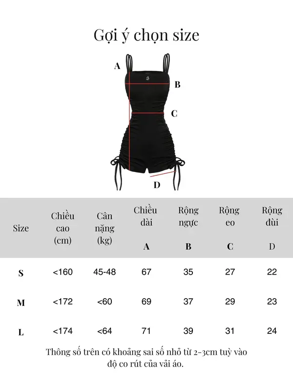 Jumpsuit nữ ngắn đùi rút dây SISTERS gợi cảm màu đen, trắng chất thun gân co dãn Émmi Jumpsuit l SS4-J5 8