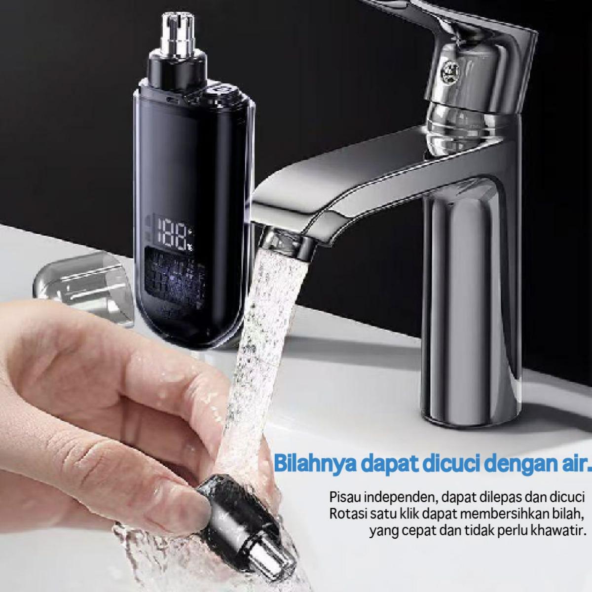 Pencukur Hidung & Telinga Elektrik - Trimmer Profesional 3-in-1, Anti Sakit dan Aman, Cocok untuk Keluarga