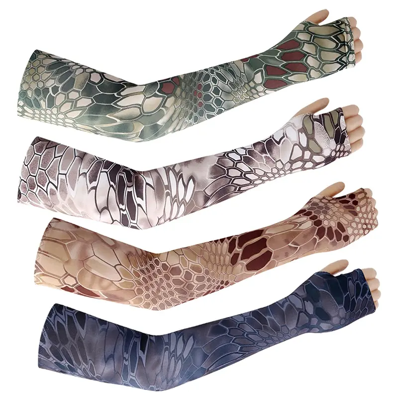 Men Ice Silk Arm Sleeves With Gloves Uv Protection Cool Arm Hands Cover Anti-Skid Palm Cycling Motorcycle