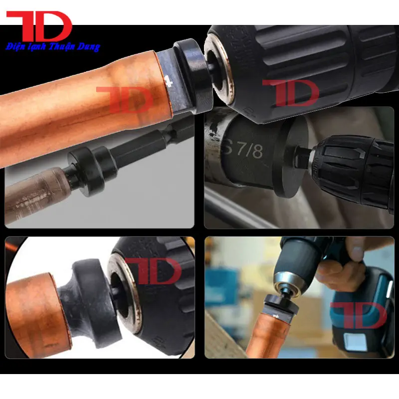 Nong ống đồng bằng khoan Dunnex, model CT-900S-4S, công cụ mở rộng ống 4 trong 1, phi ống (ø6-10-12-16) di động bằng thép chuyên nghiệp, Điện Lạnh Thuận Dung 3