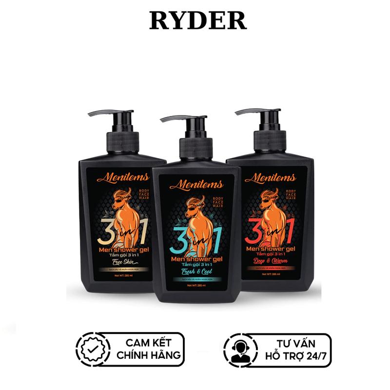  Sữa tắm gội Menitems 3IN1 hỗ trợ giảm mụn lưng ngừa mụn làm sạch sâu lưu hương nước hoa 285 ml 