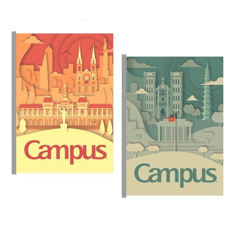 Vở Paper cuts 200 trang Campus giấy định lượng 70gsm BPAC200 sổ may dán gáy B5 kẻ ngang