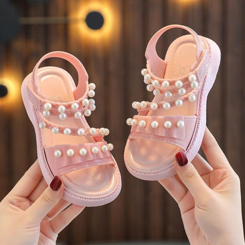 Sandal Đính Hạt ngọċ Trai Siêu xᶖnh Cho Bé Gái Bánh Bèo Yêu Kiều Đi Học Đi Chơi [SDG65] giày  cao 3