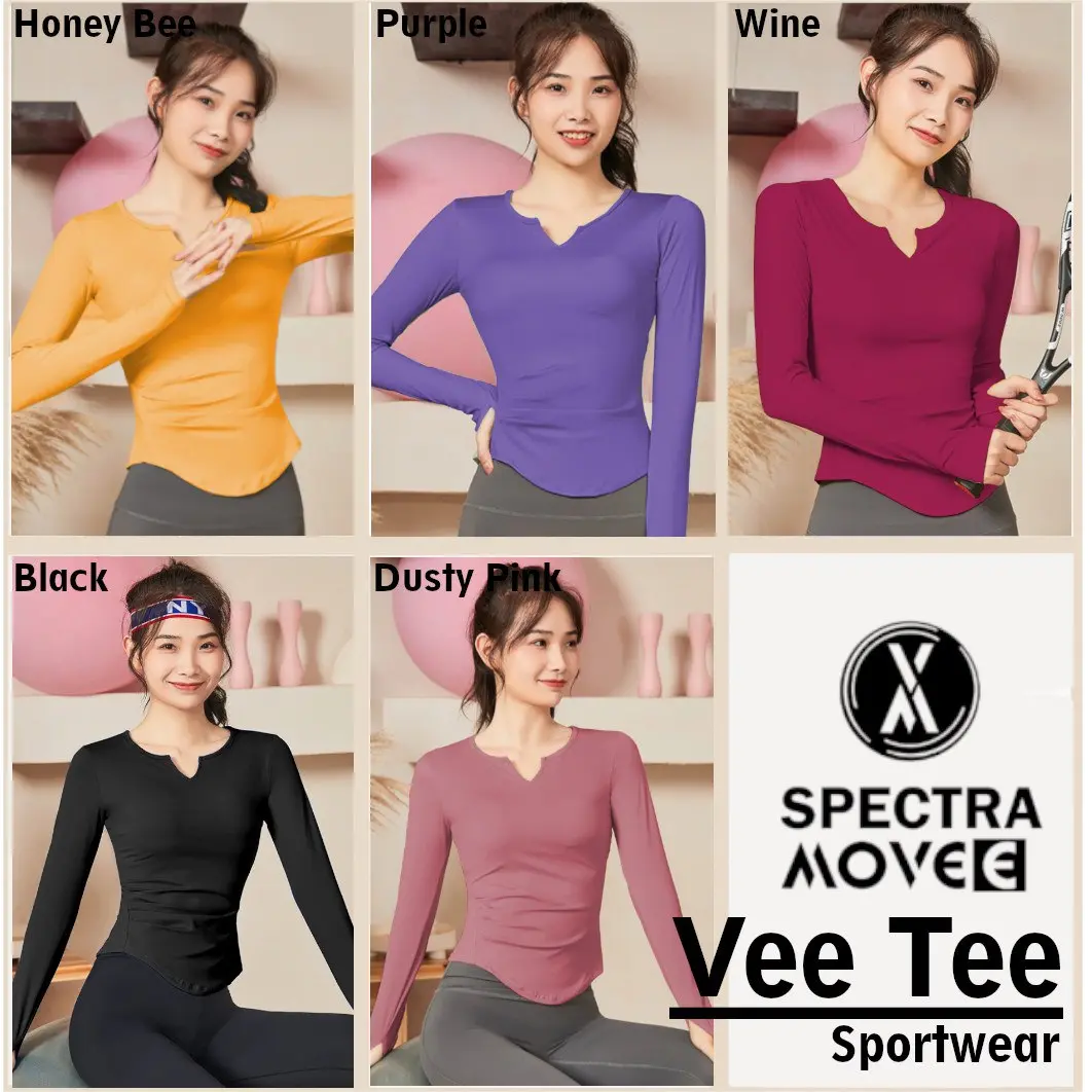Baju senam VEE TOP kaos olahraga tangan panjang atasan gym sepeda aerobic zumba Sport
