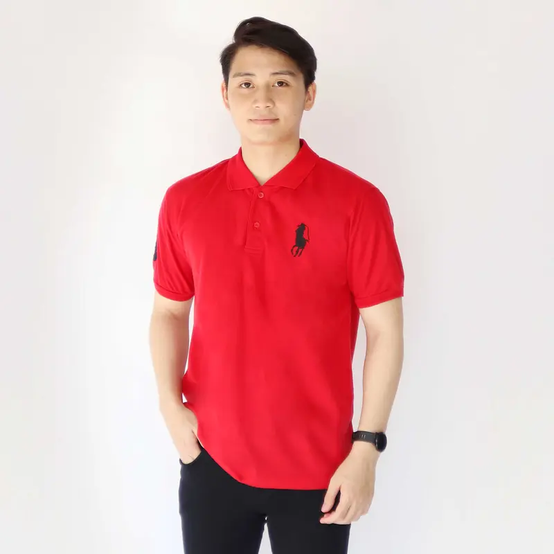 Kaospolos - T shirt Kaos pria berkerah logo bordir | Kaos kerah pria lengan pendek Katun Hitam Panjang 8