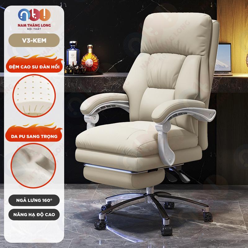 [NTL V3] Ghế giám đốc, Ghế xoay cao cấp Văn phòng - Thiết kế sang trọng gác chân tiện lợi, đệm lưng mềm mại ôm sát, nâng hạ chiều cao linh hoạt
