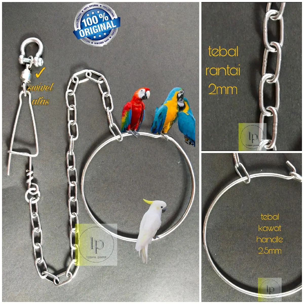SATU SET RANTAI BURUNG STAINLESS 2MM, KAKATUA & MACAW.