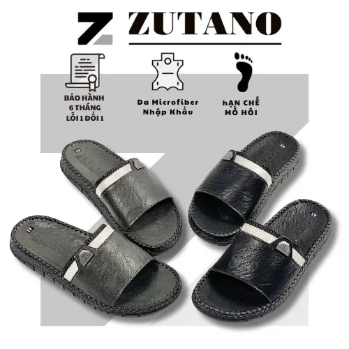 Dép da nam ZUTANO quai ngang thời trang chống nhăn màu sắc đơn giản - Chất liệu da microfiber, cao su và sợi tổng hợp bền bỉ, size 38 - 44