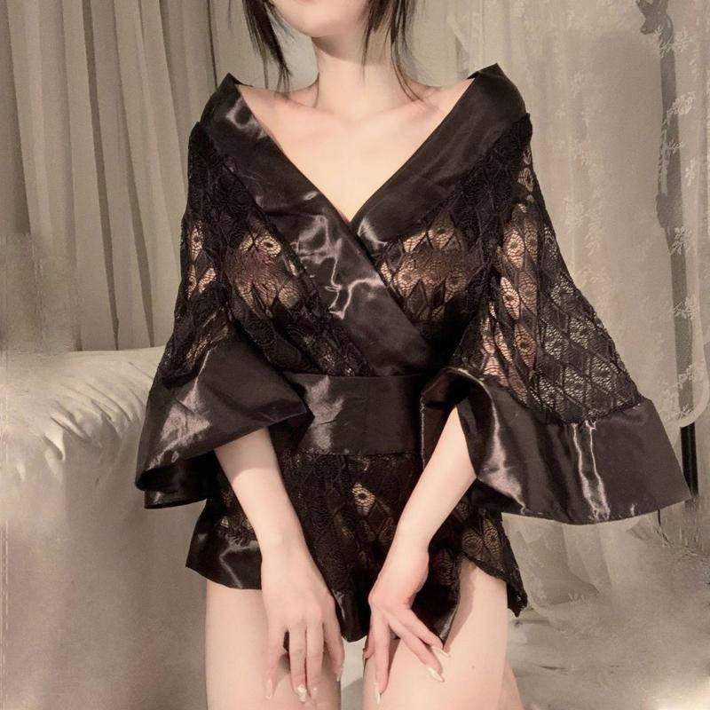 Cosplay Hầu Gái Zhan Ji, Tóc Đuôi Ngựa Đôi, Áo Cardigan Nhật Bản Tối Màu, Áo Choàng Tắm Kimono, Áo Choàng Tắm, Váy Ngủ, Gợi Cảm 1